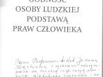 Godność osoby ludzkiej podstawą praw człowieka [autograf]
