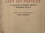 List do papieży o naglącej potrzebie obecnej spełnienia religji (wyciąg z tomu II Reformy wiedzy ludzkiej)