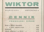 [karta dań, 1936] Bar Wiktor. Warszawa, Wierzbowa 9